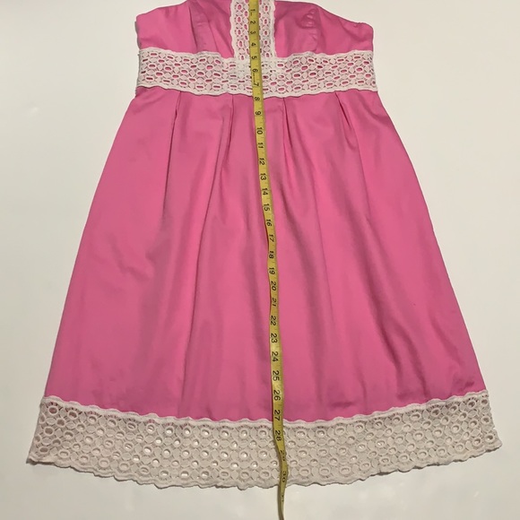 Lilly Pulitzer Dress Strapless Pink and White Appliqué Size 6 - Picture 8 of 12